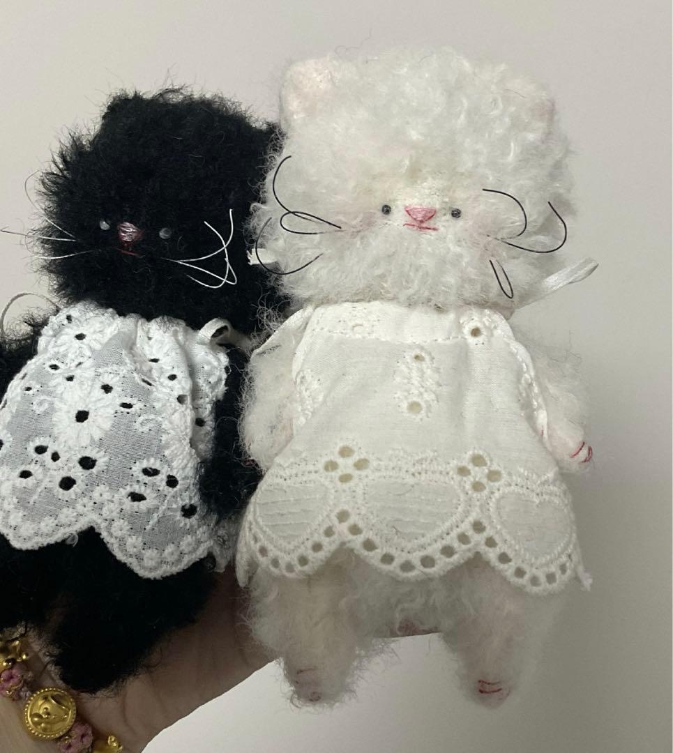 マシュマロねこちゃん ぬいぐるみ ハンドメイド 海外作家様 猫 テディベア