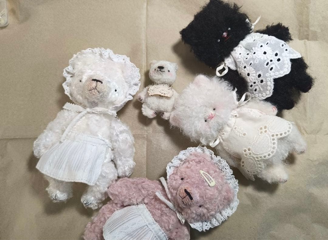 マシュマロねこちゃん ぬいぐるみ ハンドメイド 海外作家様 猫 テディベア