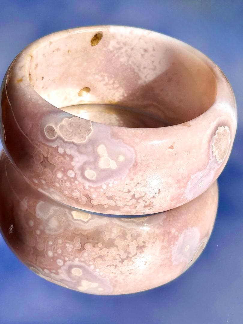 ピンアメ桜瑪瑙 くりぬきバングル✨天然石