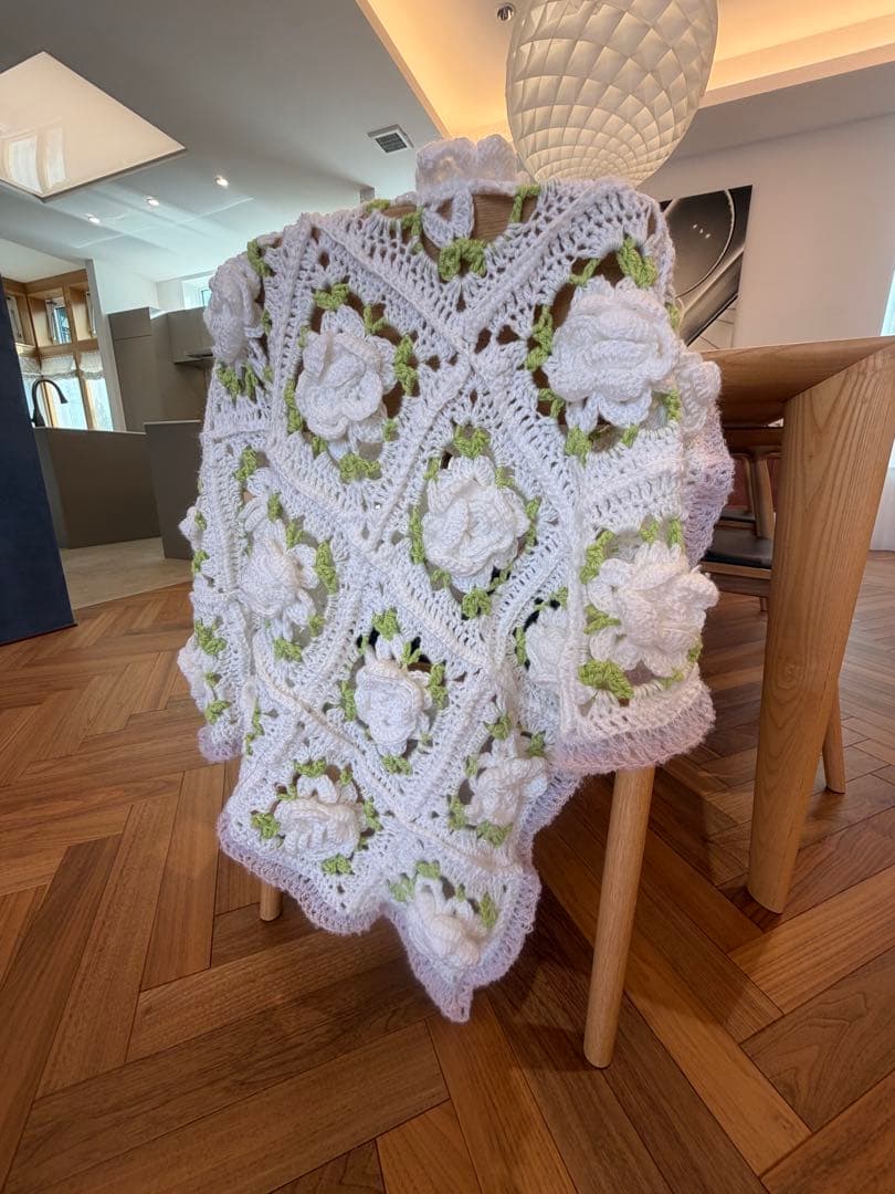かぎ針編み バラモチーフ ブランケット