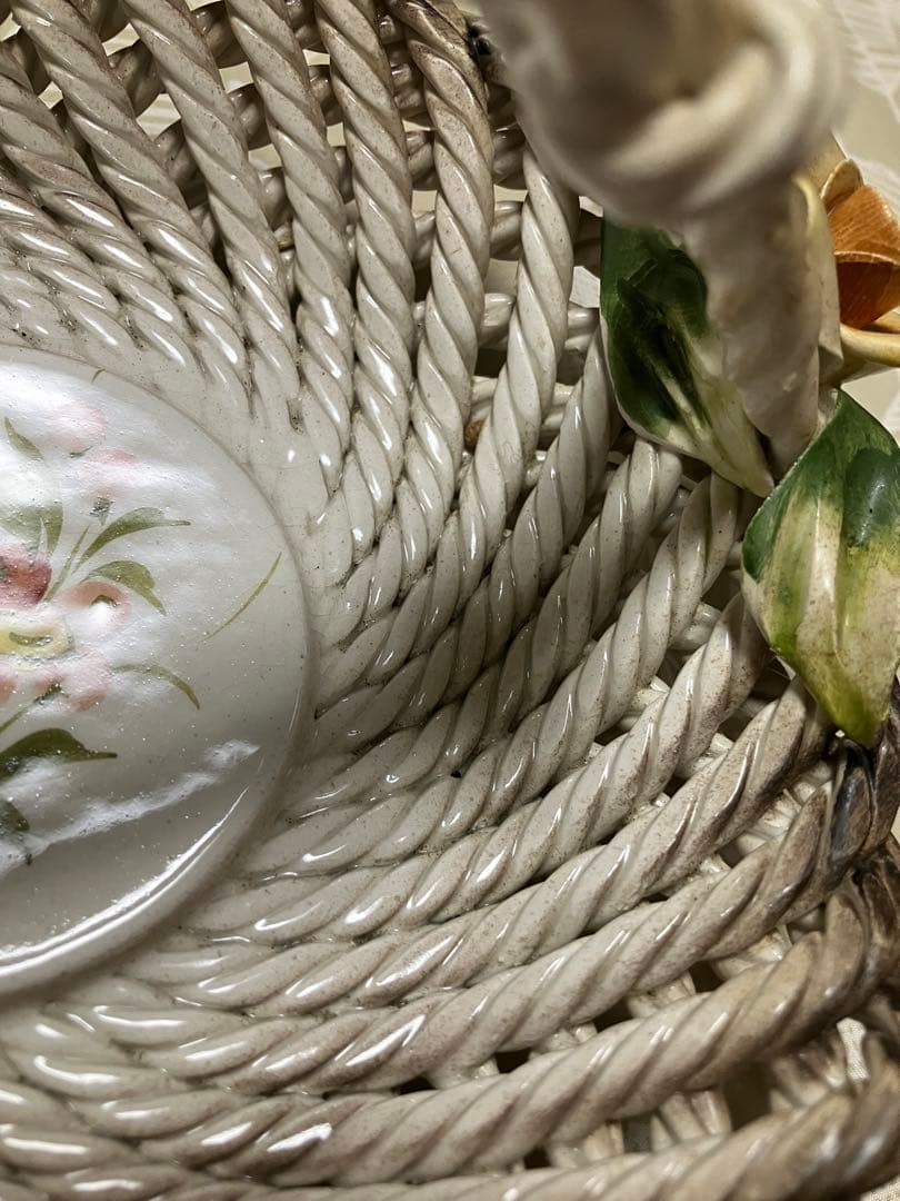 「De Fonte」陶器製 イタリア アンティーク花かご