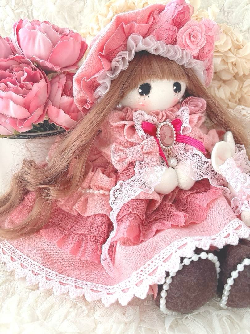 カントリードール♡ハンドメイド♡お人形♡ピンク♡