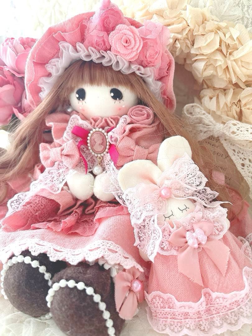 カントリードール♡ハンドメイド♡お人形♡ピンク♡