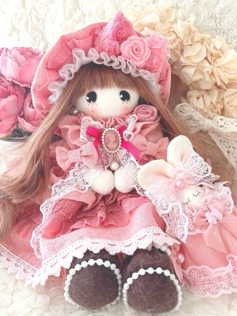 カントリードール♡ハンドメイド♡お人形♡ピンク♡