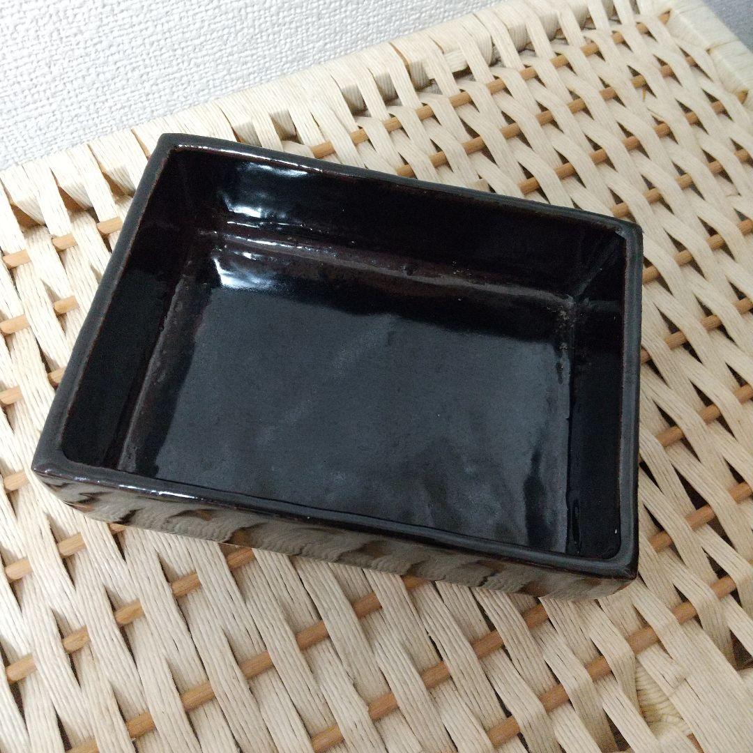 新品 東屋 伊賀 角鉢 5.5寸 長方形 黒飴釉 ②