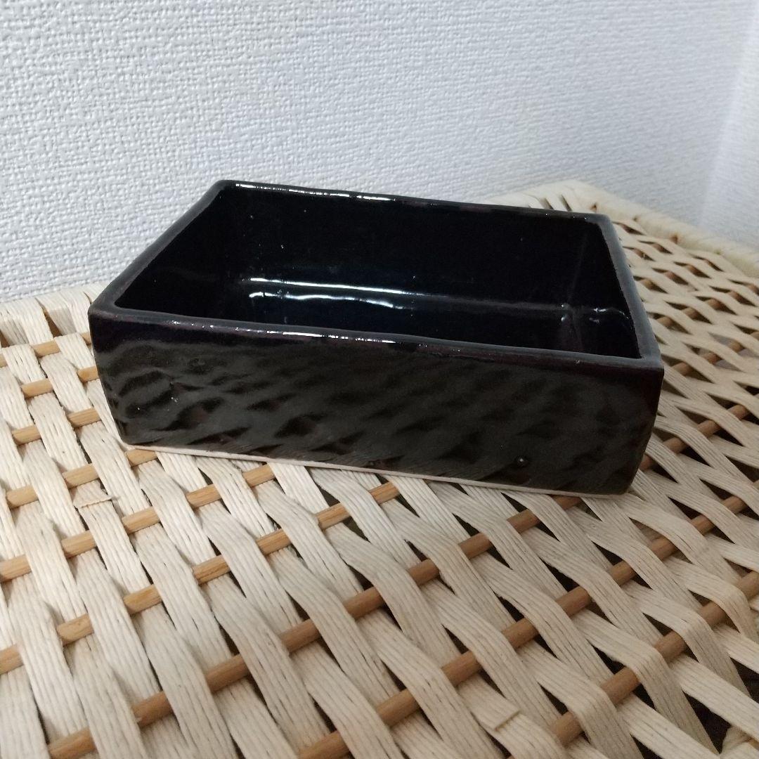 新品 東屋 伊賀 角鉢 5.5寸 長方形 黒飴釉 ②