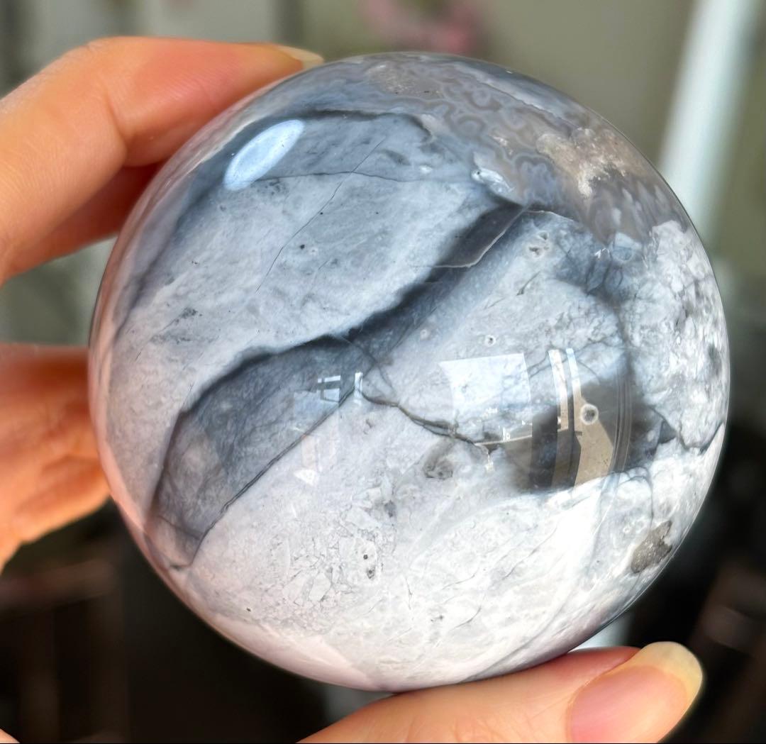 再入荷　レアカラー　高品質　ピンクブルー　ペトリファイドウッド　スフィア　珪化木