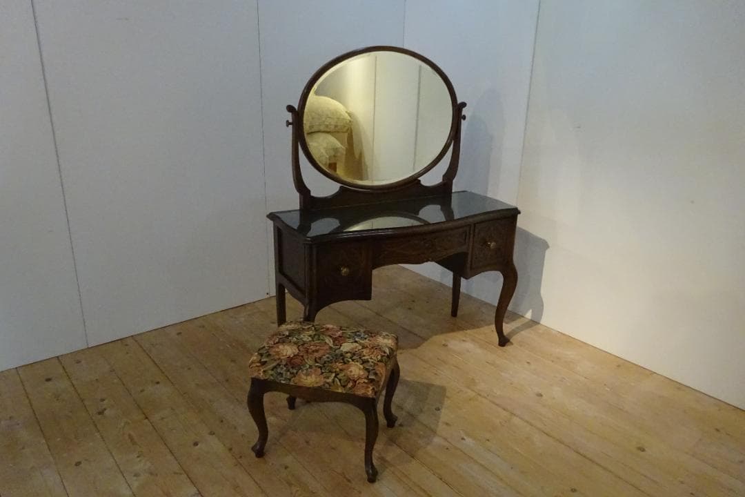 神戸洋家具　アンティーク　ドレッサー　鏡台　オーク材　美品