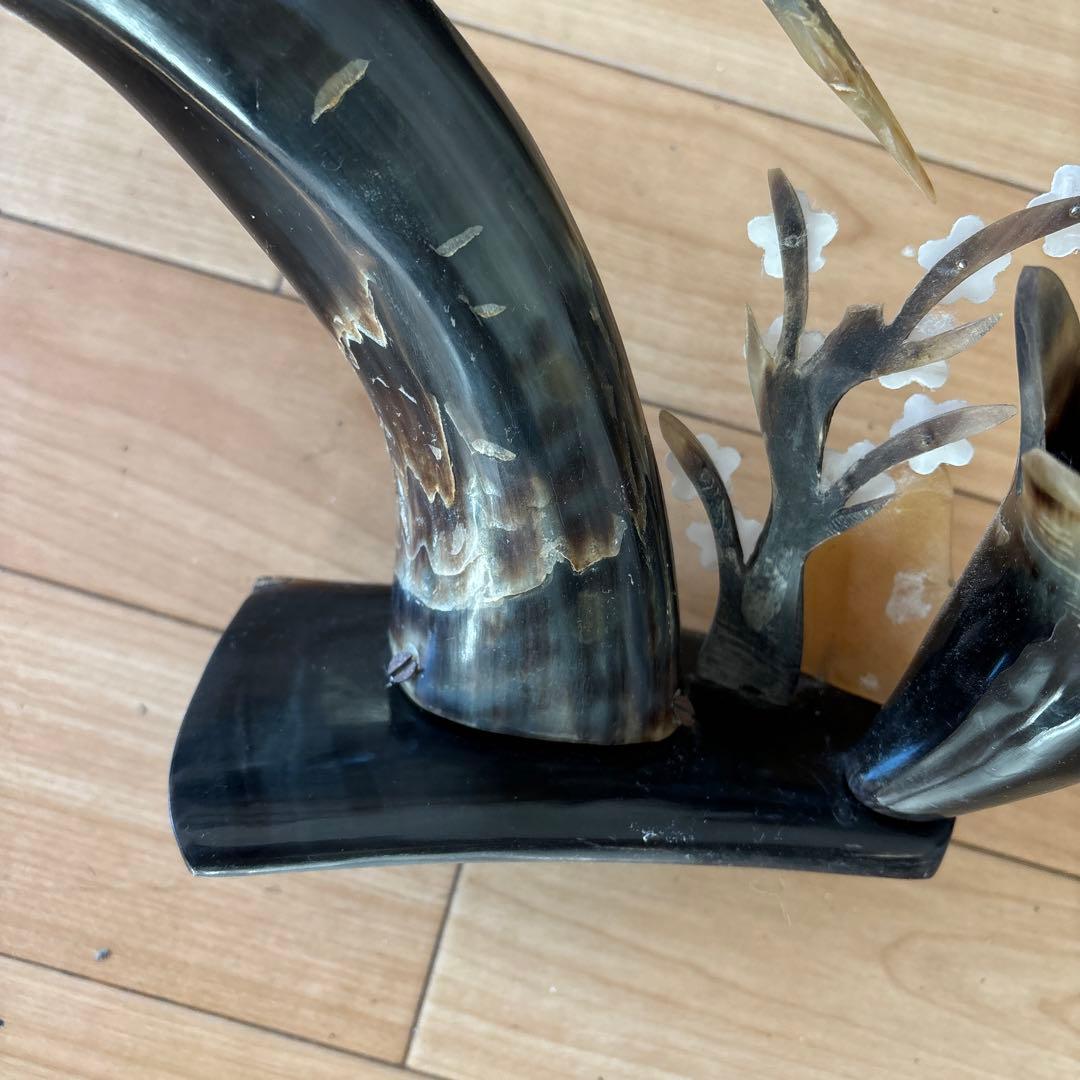 水牛角工芸　鳥彫刻　置物