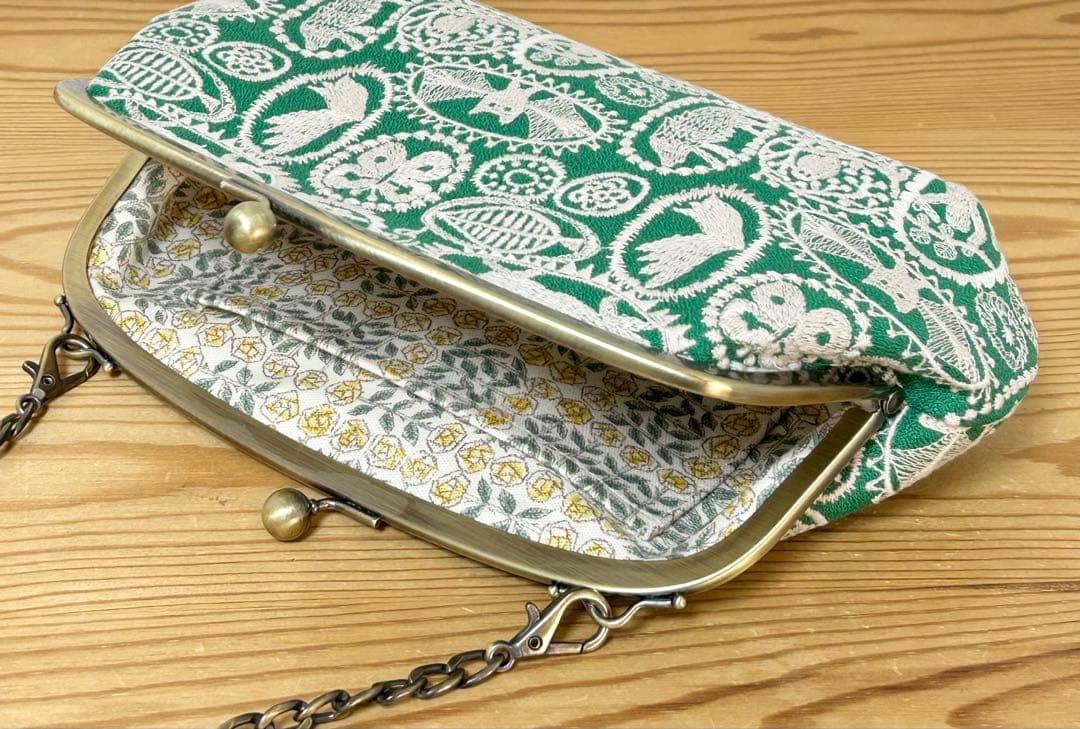 ハンドメイド がま口 バッグ ポーチ jungle relief ミナペルホネン