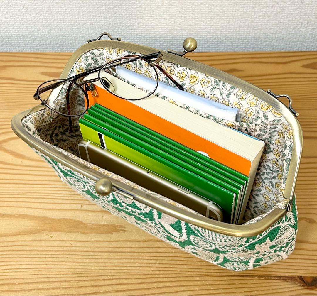 ハンドメイド がま口 バッグ ポーチ jungle relief ミナペルホネン