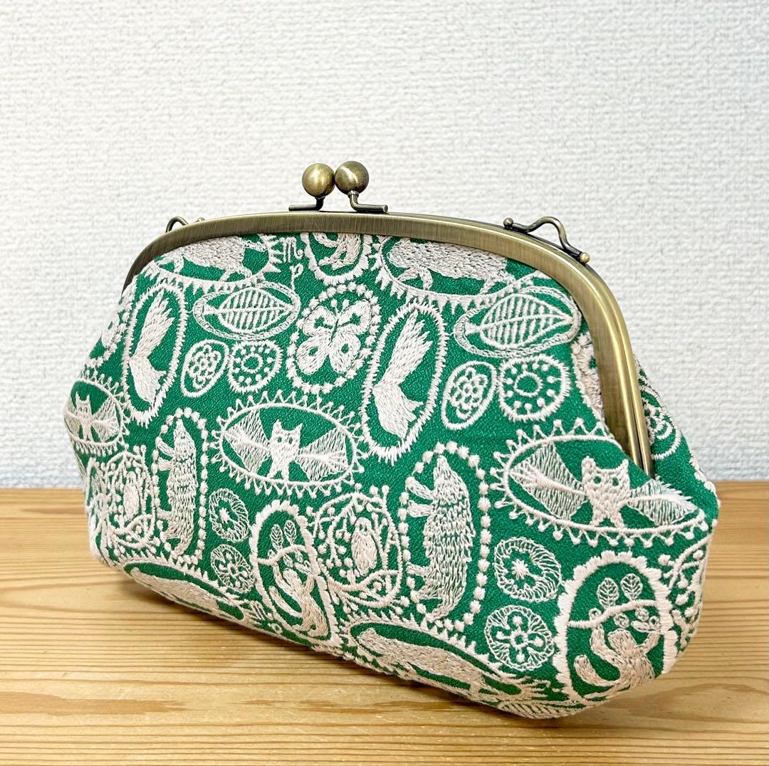 ハンドメイド がま口 バッグ ポーチ jungle relief ミナペルホネン