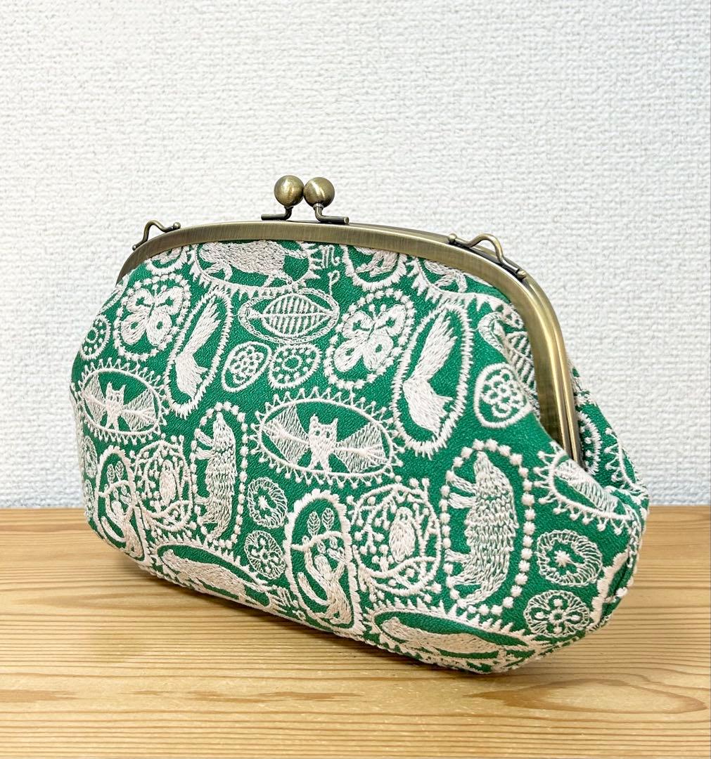 ハンドメイド がま口 バッグ ポーチ jungle relief ミナペルホネン