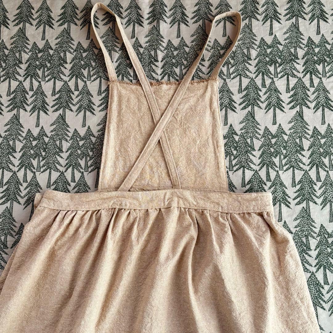 新品未使用　可愛い　ミナペルホネン　エプロンドレス　ジャンバースカート麻綿　素材