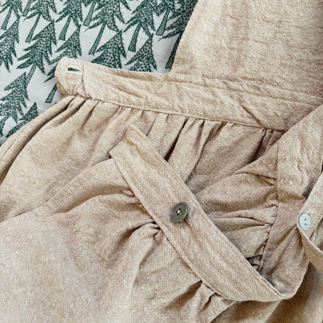 新品未使用　可愛い　ミナペルホネン　エプロンドレス　ジャンバースカート麻綿　素材