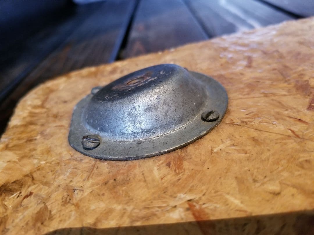 昭和　レトロ　中央パネル社　木製　アルミフレーム　ウッド　スモール　テーブル