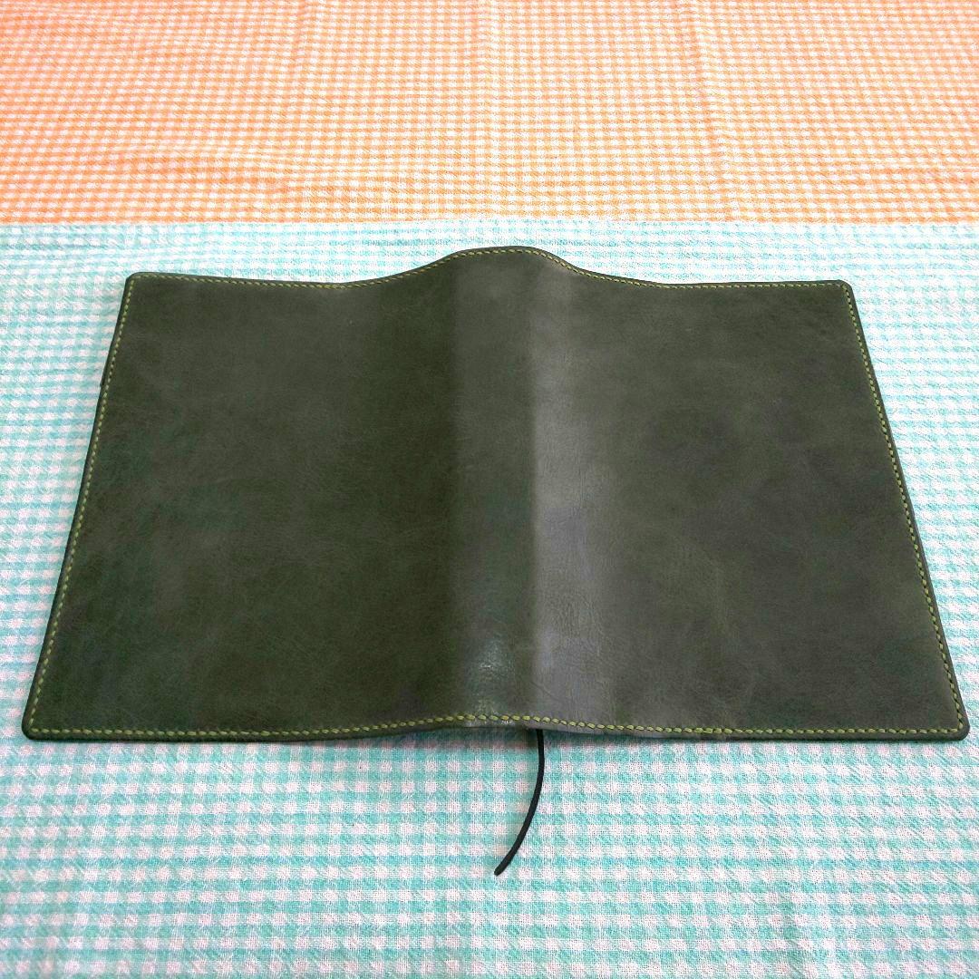 オイルワックスヌメ革ダークグリーンレザーカバーA5サイズ6穴手帳セット