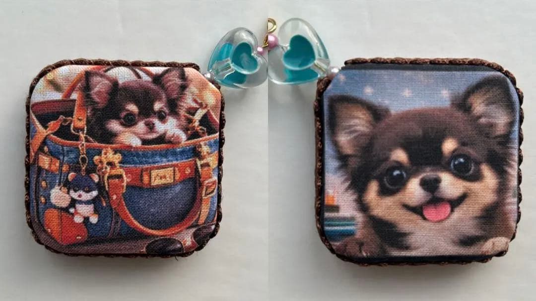 ハンドメイド　チワワちゃん　両面パネルメジャーチャーム❣️