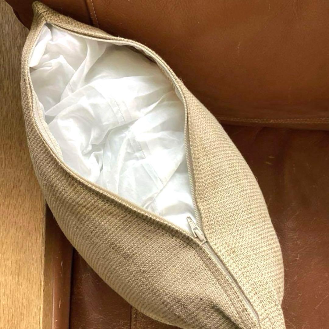 クッションカバー／亜麻(手紡ぎ)・木綿