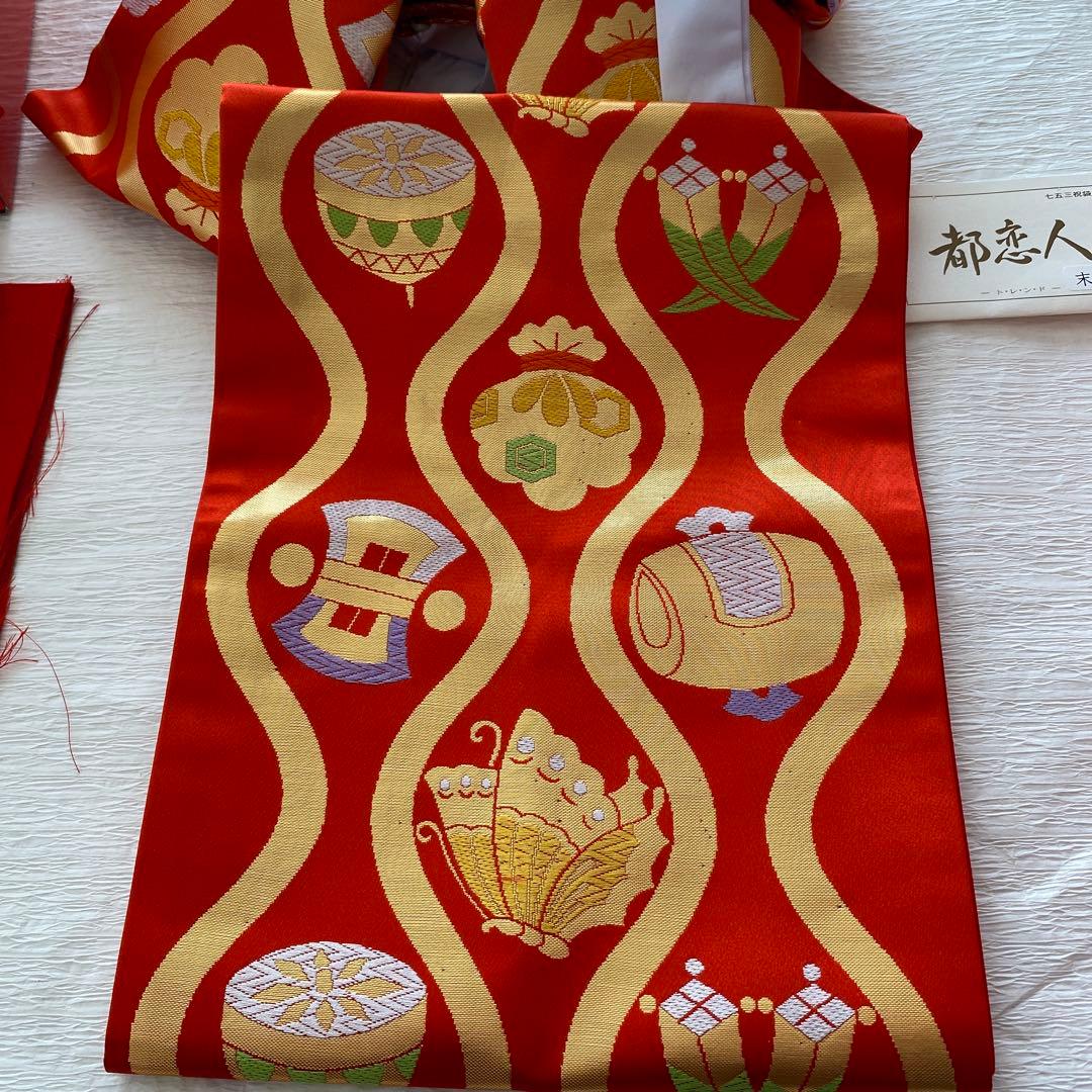 7歳七五三　正絹お着物　正絹作り帯（都恋人）