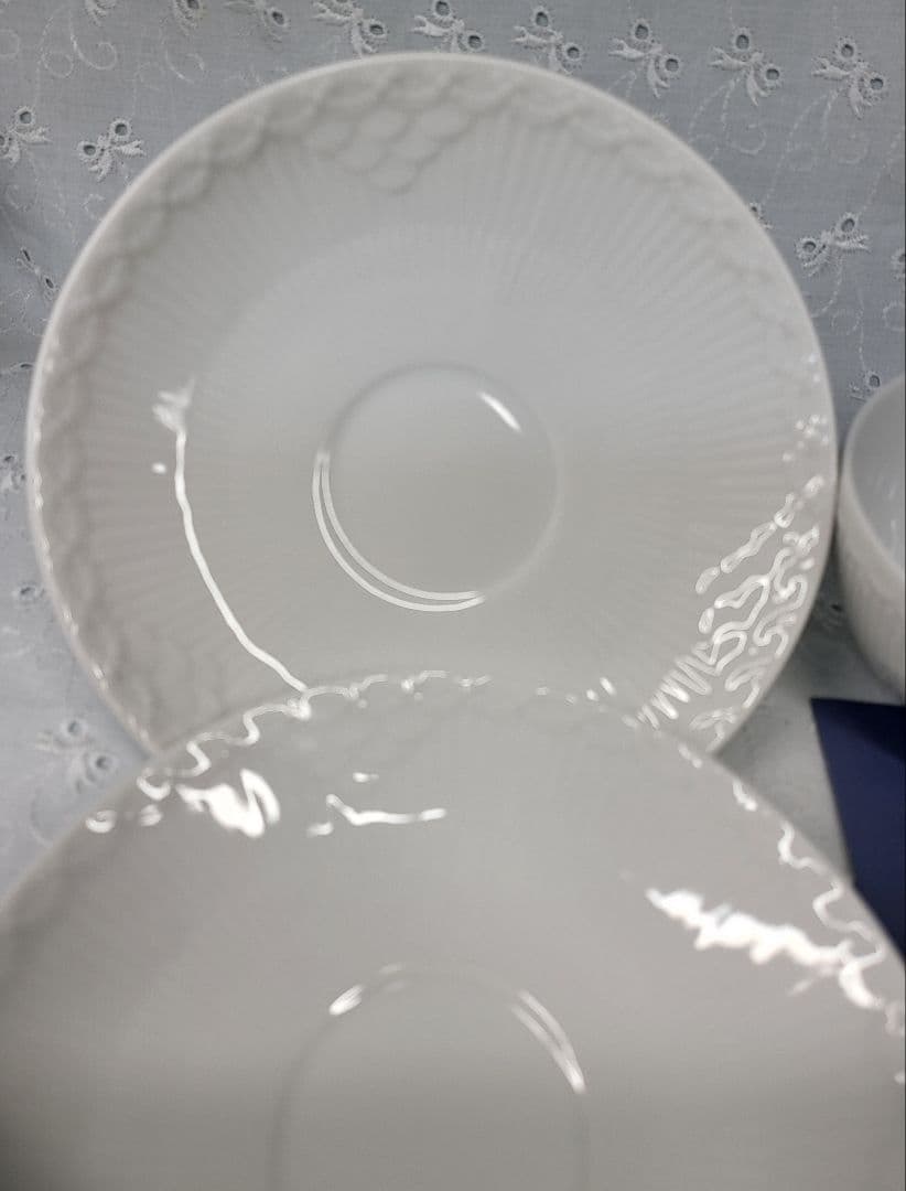 未使用✨ロイヤルコペンハーゲン ホワイトフルテッド ハーフレース カップ&ソーサ