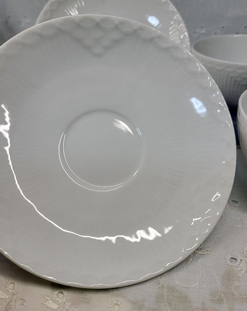 未使用✨ロイヤルコペンハーゲン ホワイトフルテッド ハーフレース カップ&ソーサ