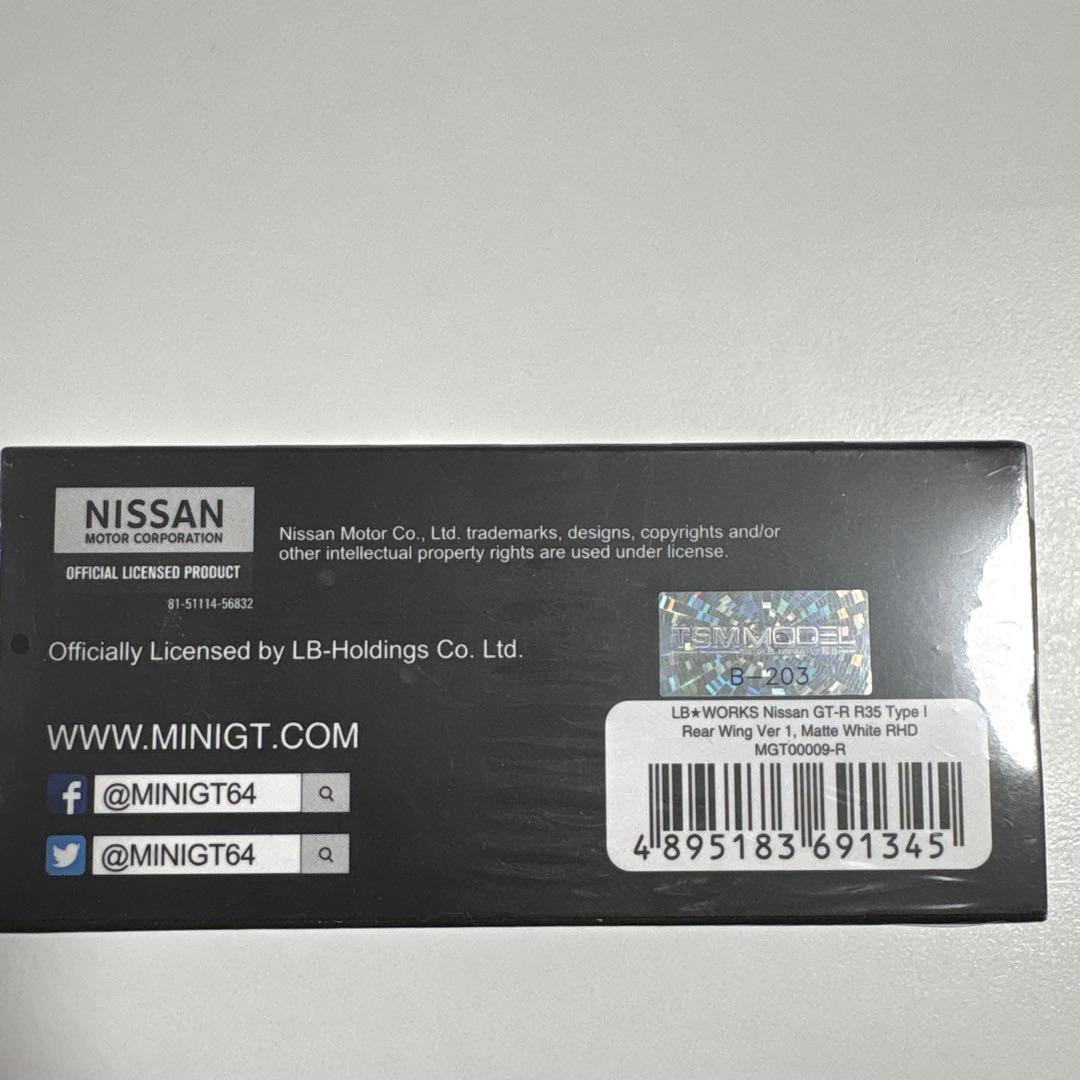 MINIGT LB★Works Nissan GT-R 1/64 マットホワイト
