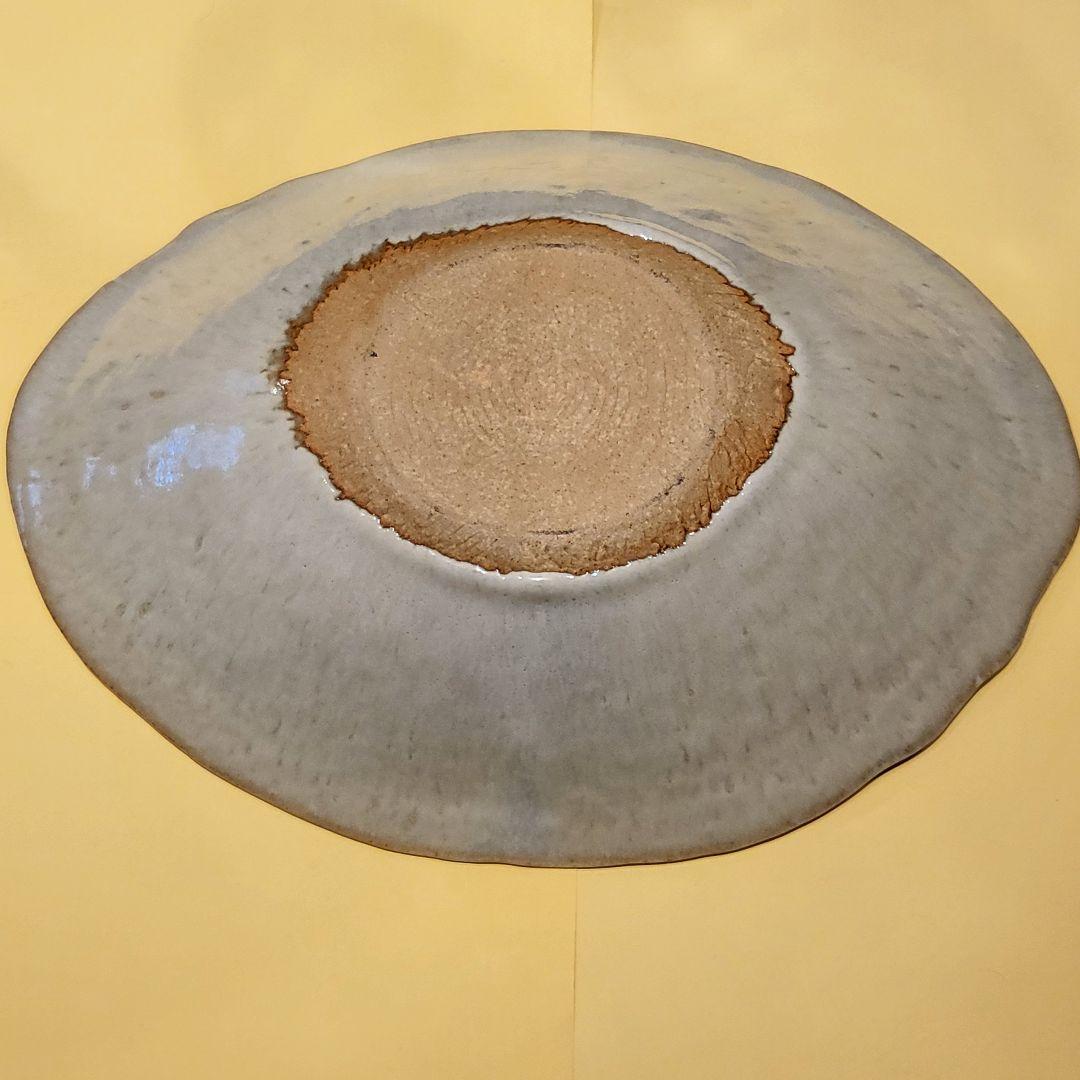 【美品】美濃焼 翡翠色 白唐津楕円鉢