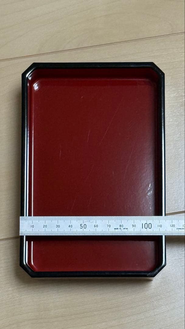 【FLKA様】　【4個セット】赤い漆器 重箱 蓋付き（鰻の長焼用）新品•未使用
