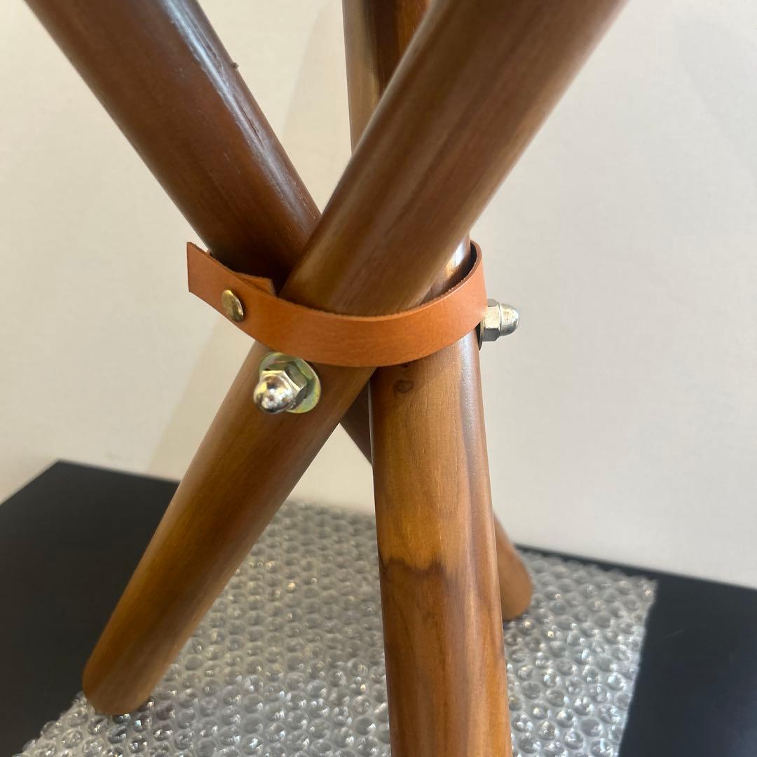 本革レザー三脚椅子 折りたたみスツール、ブラウン