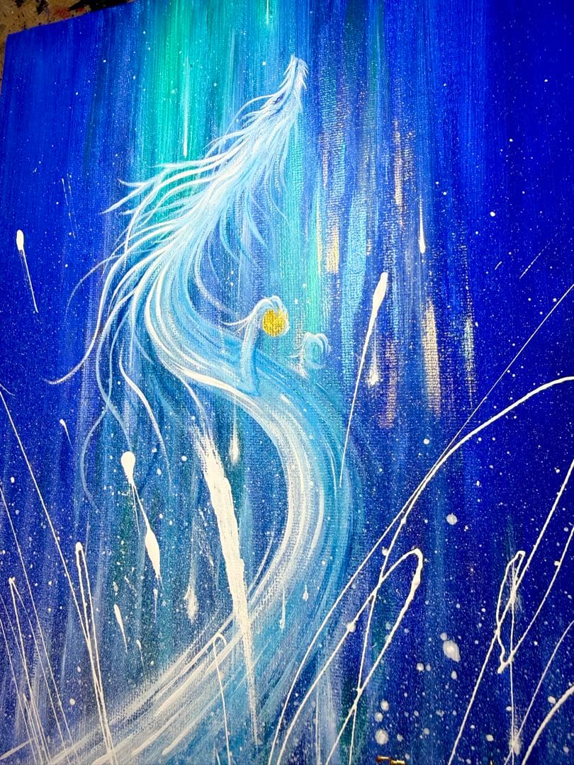 光の昇龍 アクリル画 エネルギーアート 龍神 白龍 原画 開運絵画 龍ノツカイ