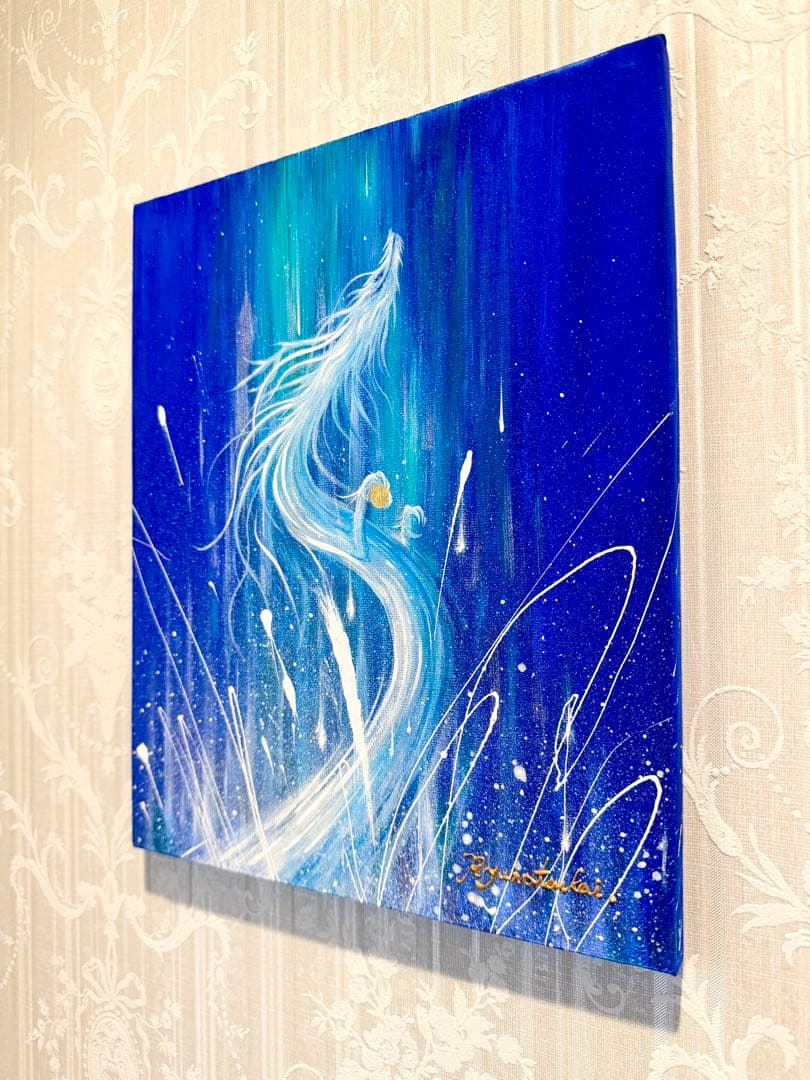 光の昇龍 アクリル画 エネルギーアート 龍神 白龍 原画 開運絵画 龍ノツカイ