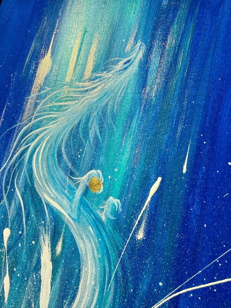 光の昇龍 アクリル画 エネルギーアート 龍神 白龍 原画 開運絵画 龍ノツカイ