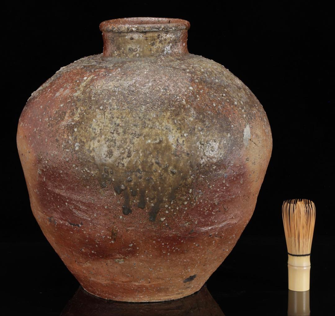 古陶 自然釉 古壺 灰被り 胡麻景色 大壺 高さ36㎝ 時代物 古道具 骨董品