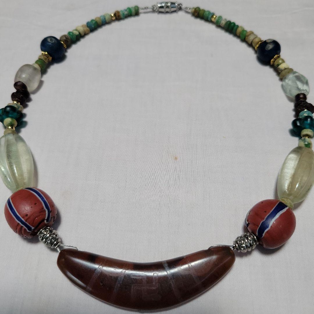 とんぼ玉アンティーク ビーズネックレス