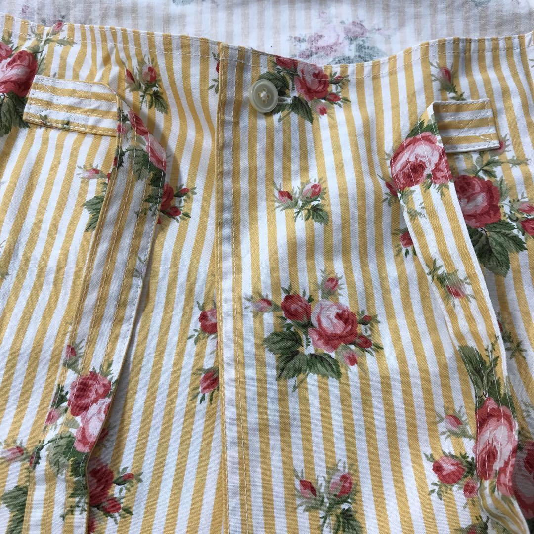 ラルフローレン　エプロン　ストライプ　薔薇柄　花柄