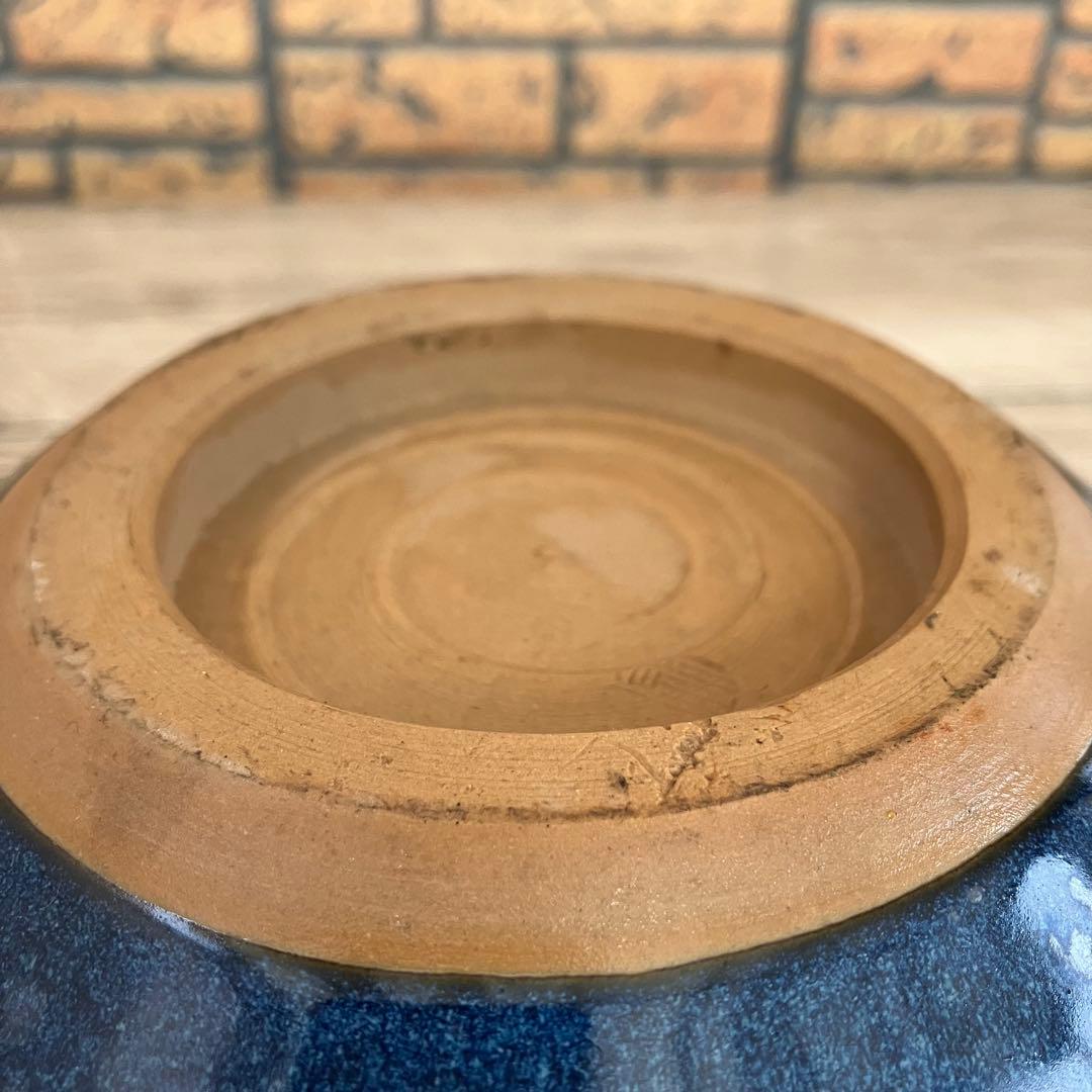 D-壁【モダン】変形 花器 藍色 ブルー グラデーション 生け花 華道具 水盤