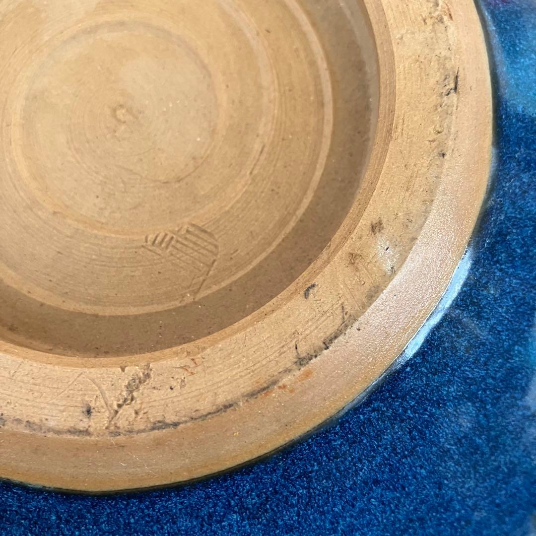 D-壁【モダン】変形 花器 藍色 ブルー グラデーション 生け花 華道具 水盤