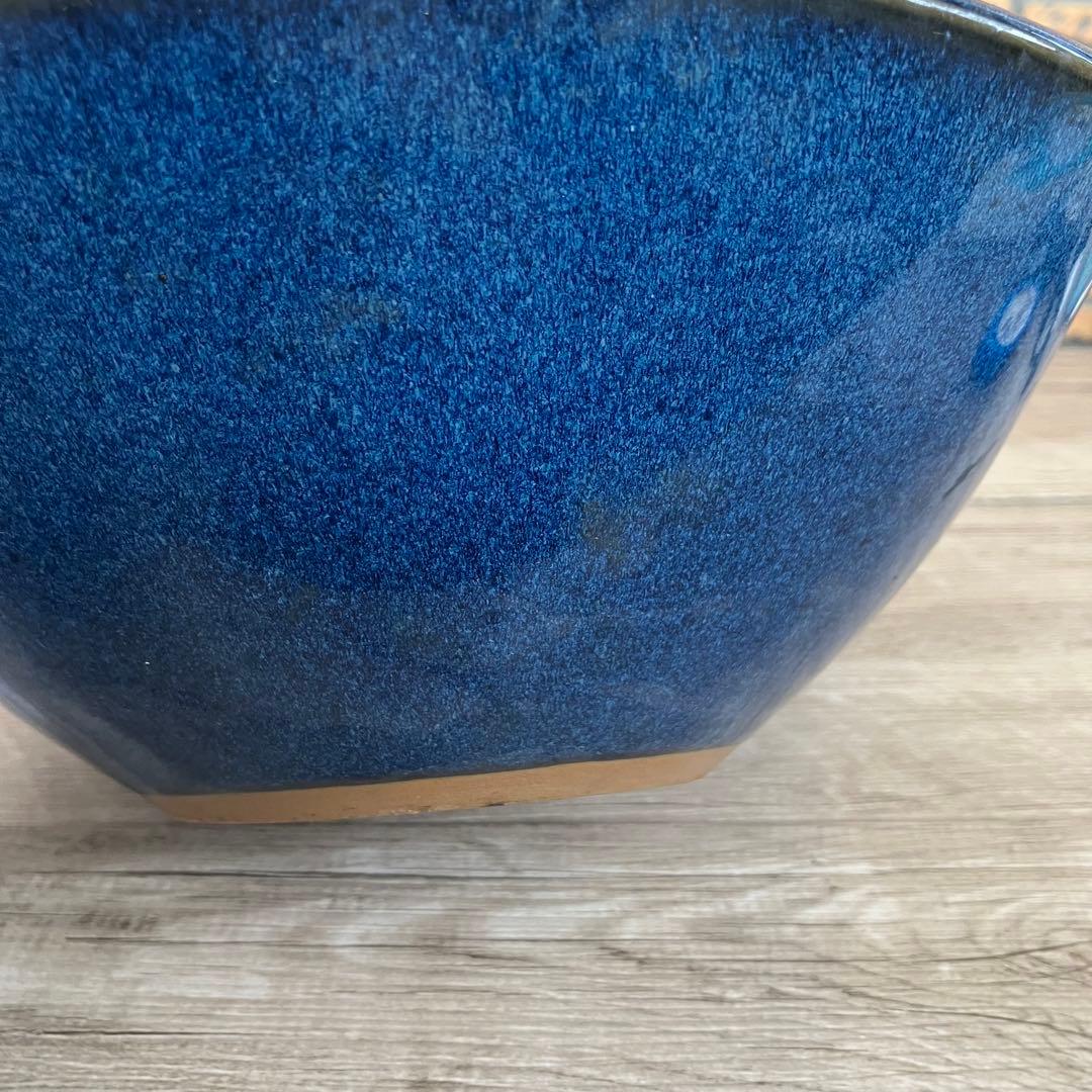 D-壁【モダン】変形 花器 藍色 ブルー グラデーション 生け花 華道具 水盤