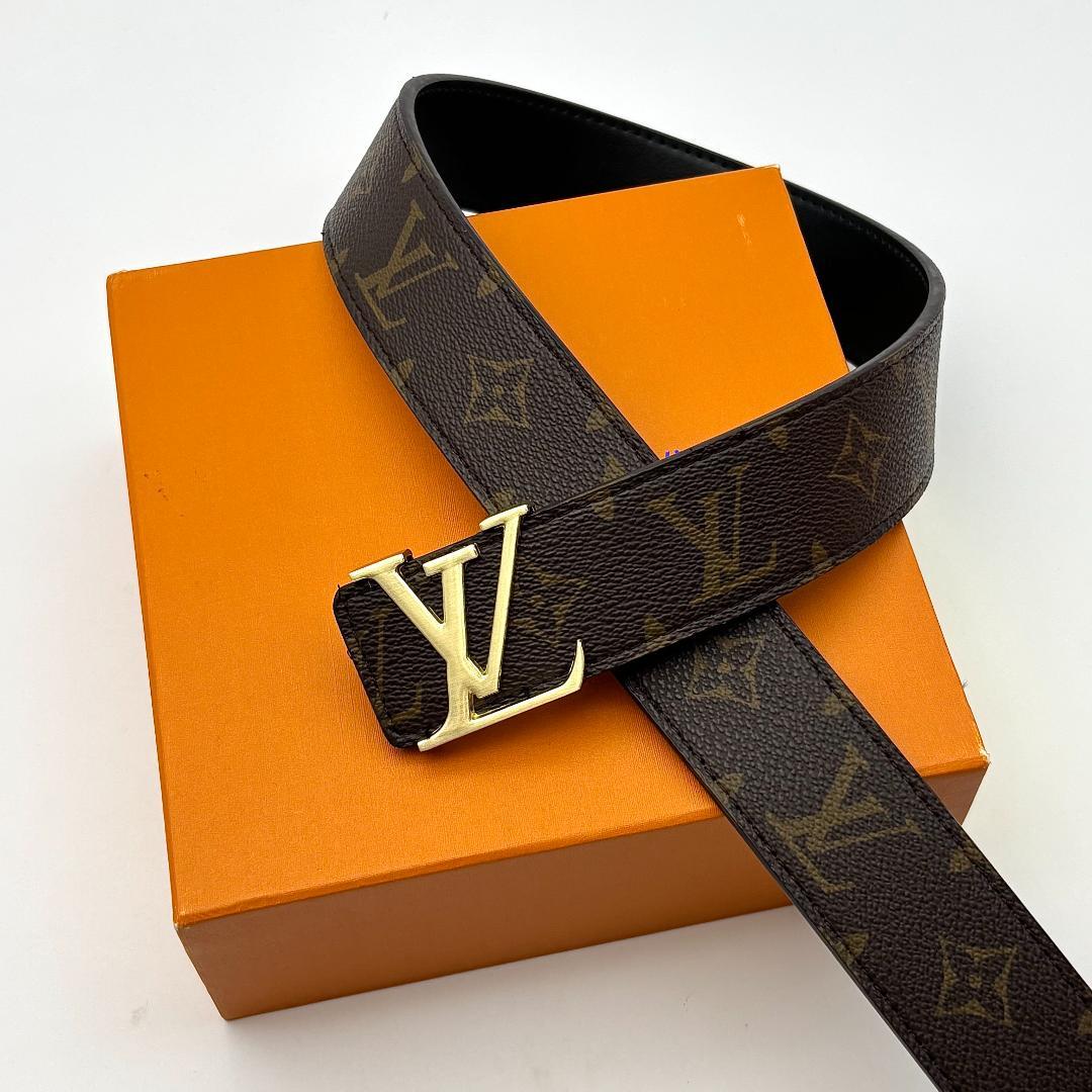 Louis Vuitton ベルト ダミエ LVロゴ ゴールド金具 メンズ