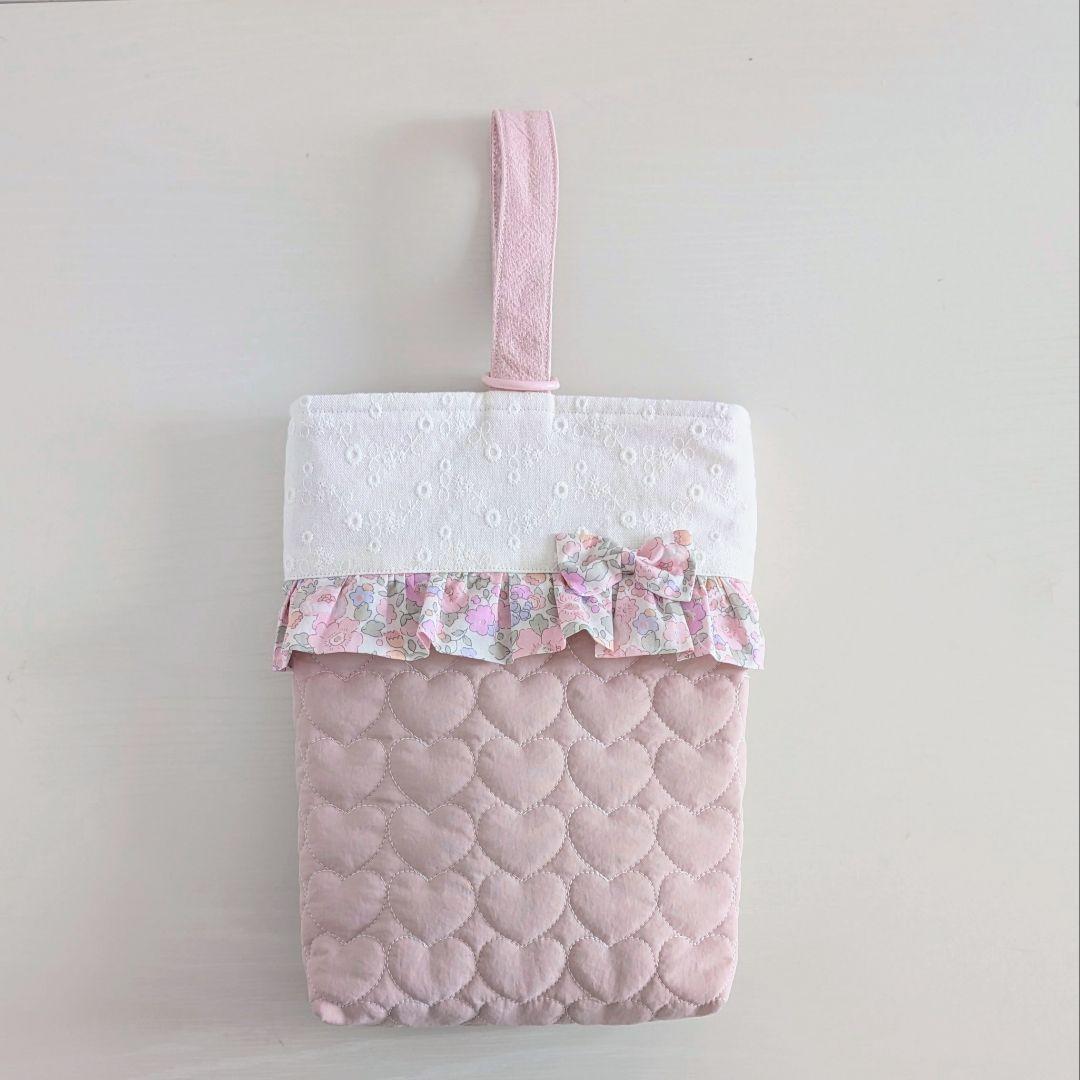 絵本袋　上履き袋　リバティ　ハートキルティング　入園入学準備