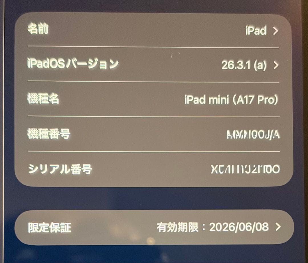 【極美品】iPad mini A17 Pro Wi-Fi スターライト128GB