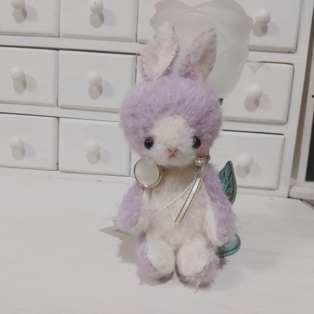 テディベア　パステルパープル 紫 ウサギ ぬいぐるみ　玩具　レトロ　ミニチュア