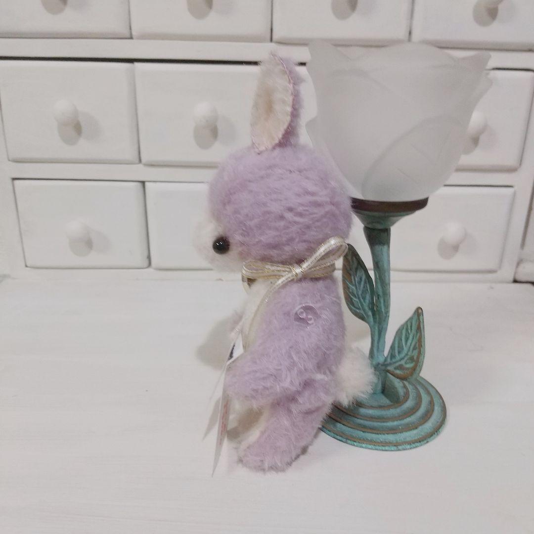 テディベア　パステルパープル 紫 ウサギ ぬいぐるみ　玩具　レトロ　ミニチュア