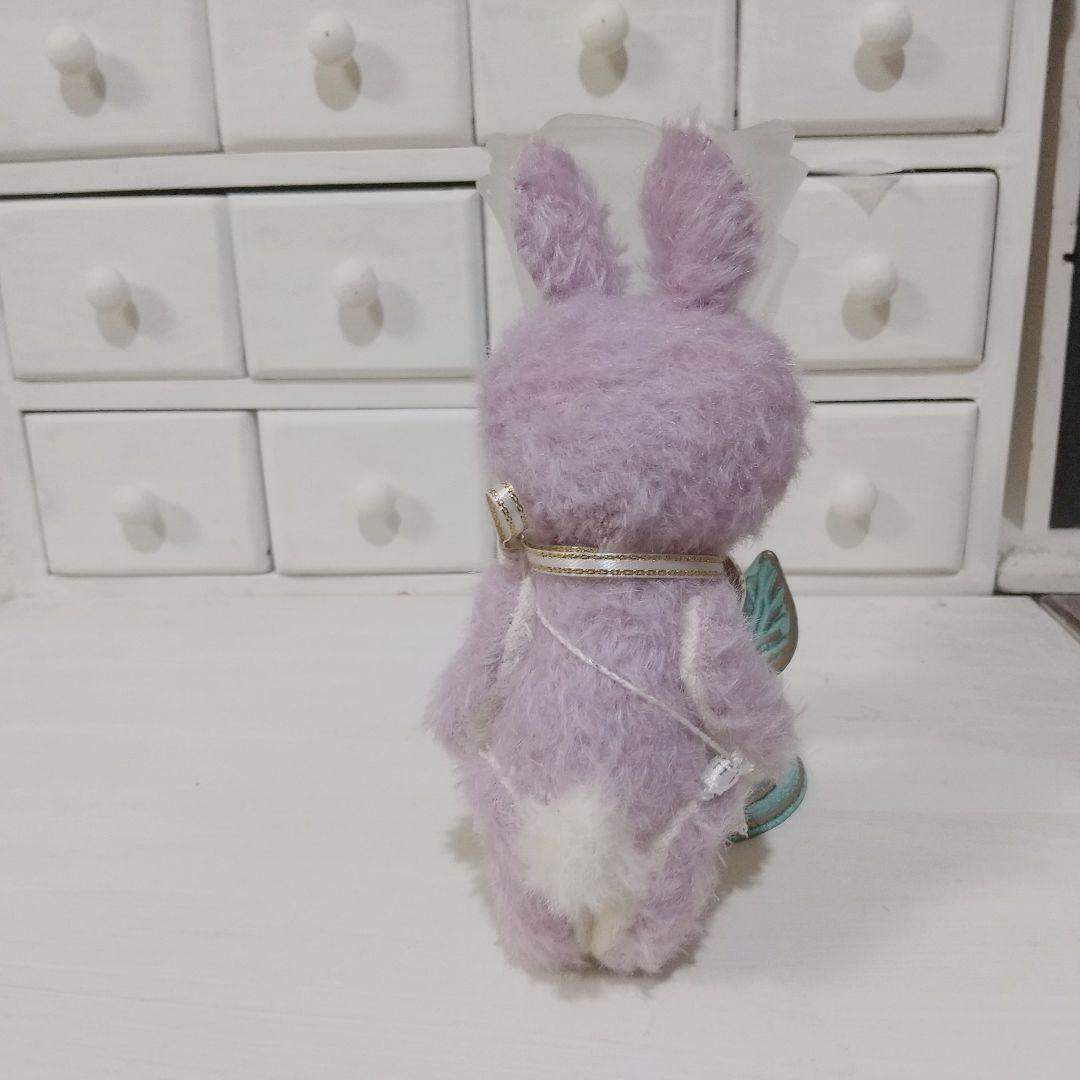テディベア　パステルパープル 紫 ウサギ ぬいぐるみ　玩具　レトロ　ミニチュア