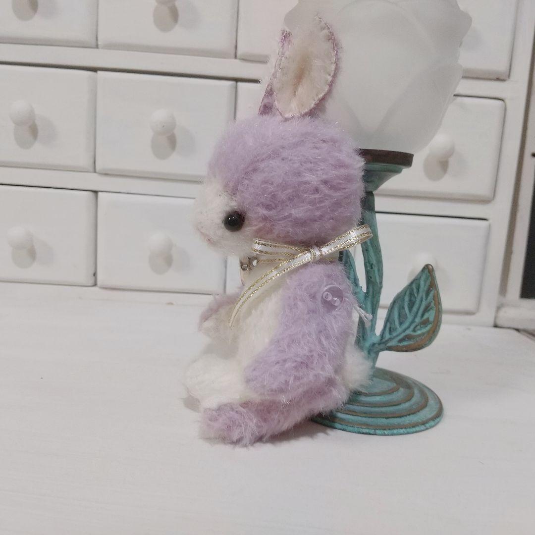テディベア　パステルパープル 紫 ウサギ ぬいぐるみ　玩具　レトロ　ミニチュア