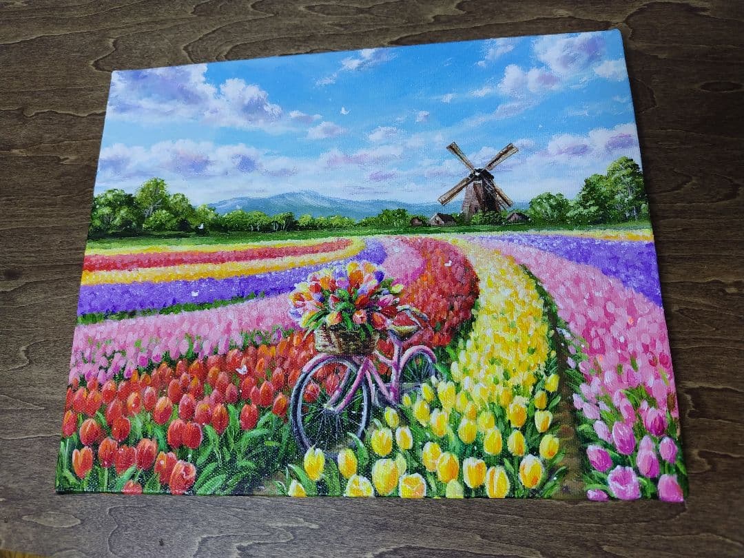 【チューリップ】アクリル画 F3 風景画 絵画