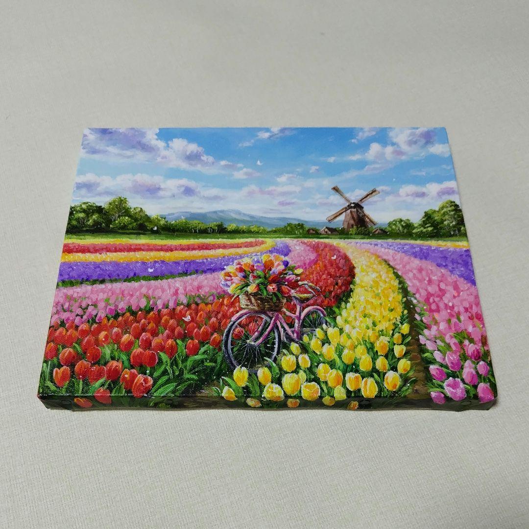 【チューリップ】アクリル画 F3 風景画 絵画