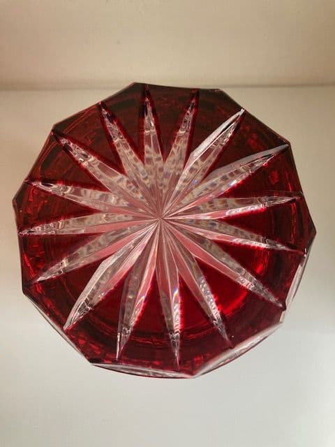 Meissen マイセンクリスタル 赤被せ　フラワー レッド 花瓶　30cm