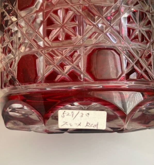 Meissen マイセンクリスタル 赤被せ　フラワー レッド 花瓶　30cm